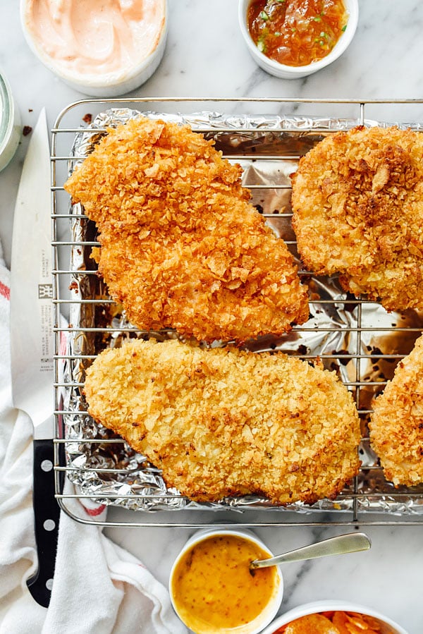 Potato Chip Crusted Chicken Breasts Recipe | foodiecrush.com