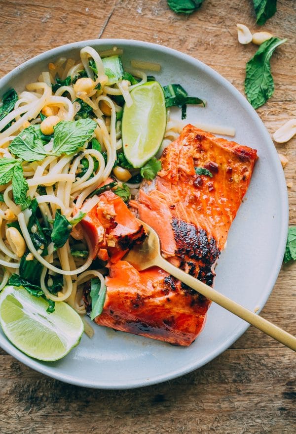 Thai Noodle Salad with Glazed Salmon from abeautifulplate.com on foodiecrush.com