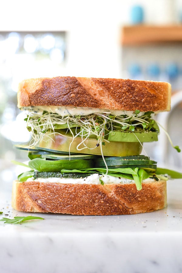 Green Goddess Cream Cheese Sandwich | foodiecrush.com