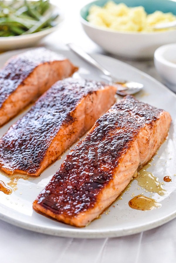 Maple-Crusted Salmon on plate