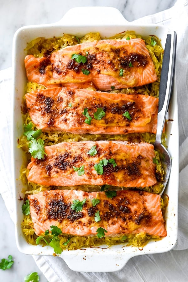 Orange Spiced Salmon with Spaghetti Squash | foodiecrush.com