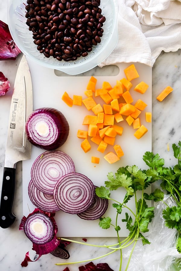 Roasted Chicken, Butternut Squash and Guacamole Rice Bowls | foodiecrush.com