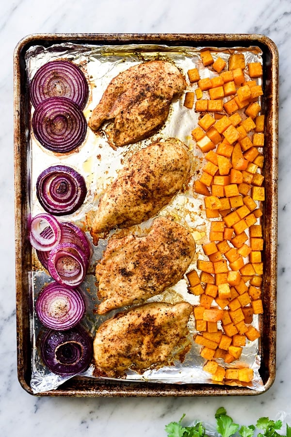 Roasted Chicken, Butternut Squash and Guacamole Rice Bowls | foodiecrush.com