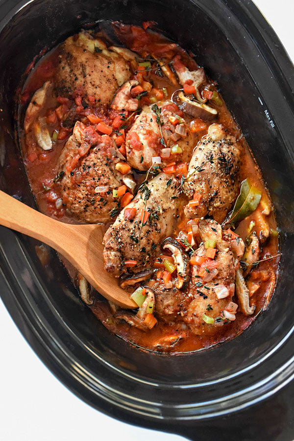 Slow Cooker Chicken Cacciatore | foodiecrush.com