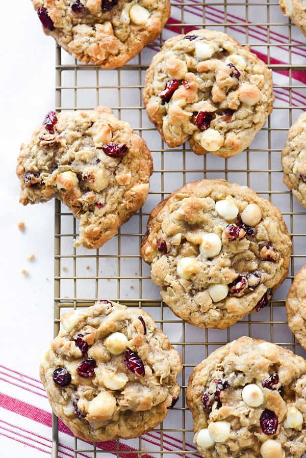 oatmeal cranberry cookies on cooling rack