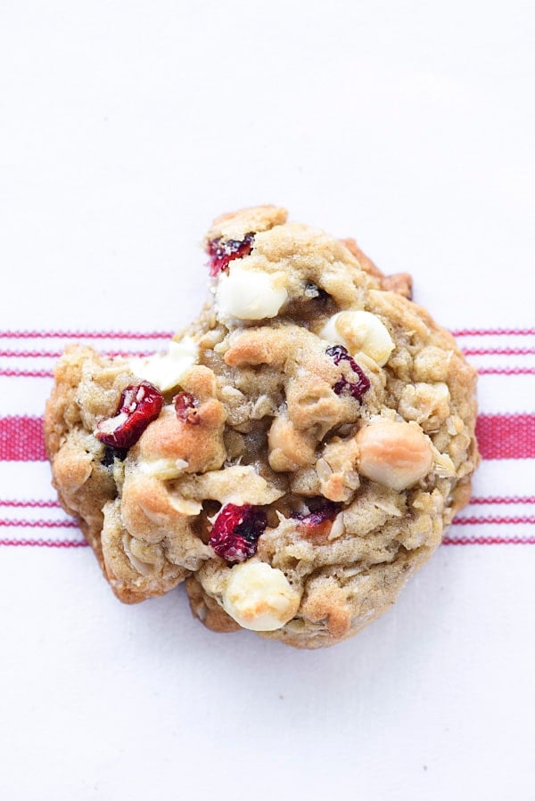 oatmeal cranberry cookie with bite missing