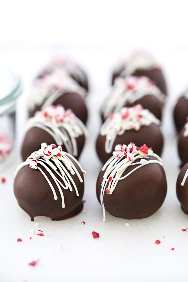 Peppermint Truffles | #recipe #chocolate #easy #candycanes #dark foodiecrush.com