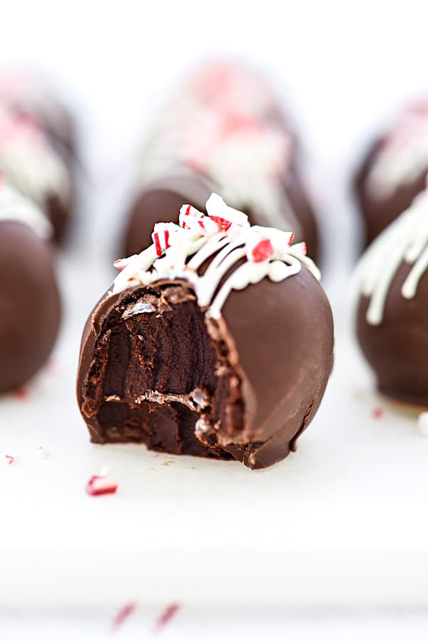 Peppermint Truffles | #recipe #chocolate #easy #candycanes #dark foodiecrush.com