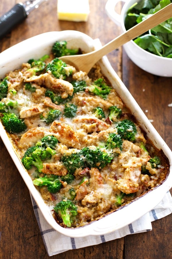 Creamy Chicken, Quinoa, and Broccoli Casserole from pinchofyum.com on foodiecrush.com