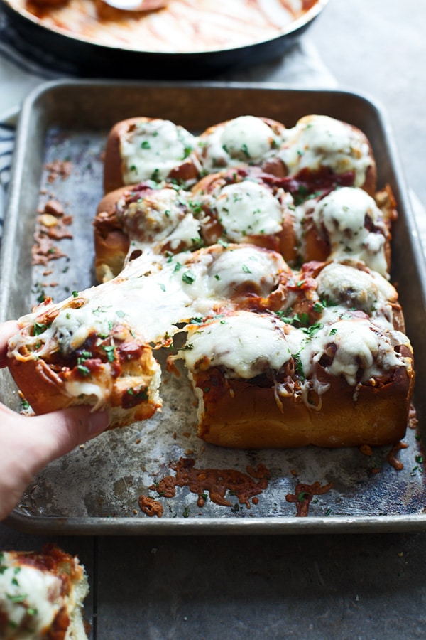 Cheesy Garlic Bread and Meatball Rolls from Cooking for Keeps on foodiecrush.com