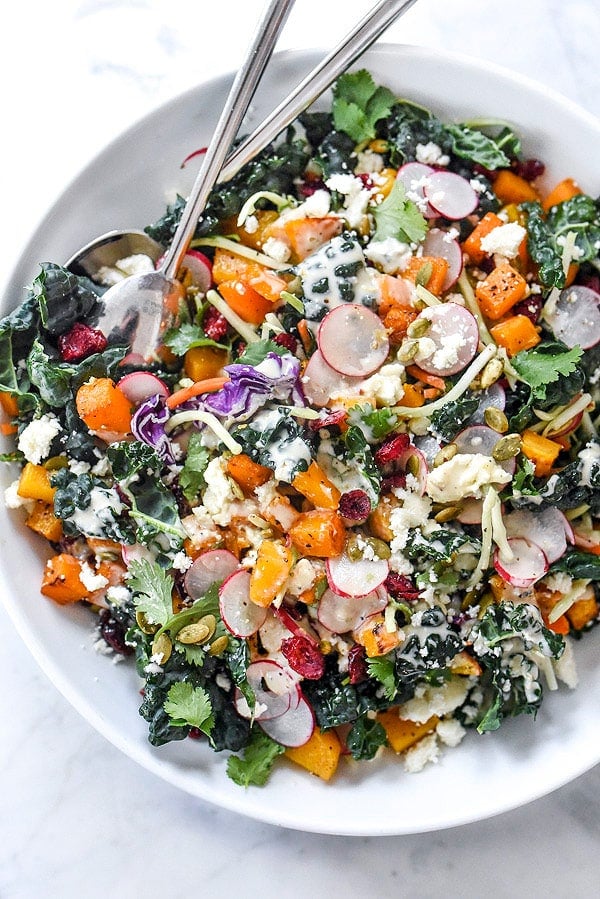 Chopped Mexican Kale Salad | #healthy #butternutsquash #recipes #dinners foodiecrush.com