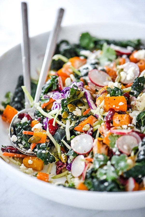Chopped Mexican Kale Salad | #healthy #butternutsquash #recipes #dinners foodiecrush.com