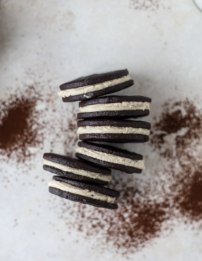 Peanut Butter Oreos from how sweeteats.com on foodiecrush.com