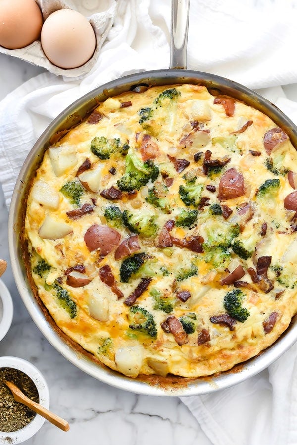 Bacon Broccoli and Potato Frittata foodiecrush.com