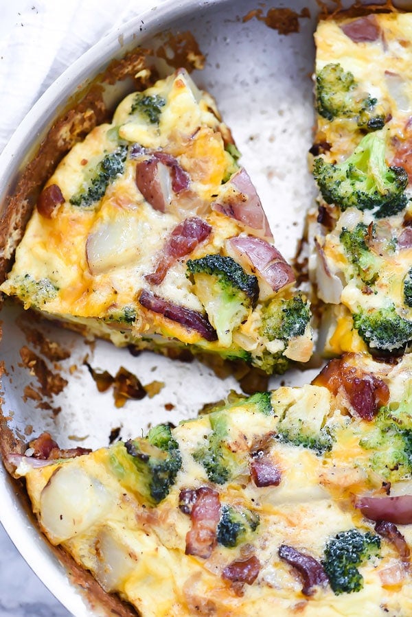 Bacon Broccoli and Potato Frittata foodiecrush.com