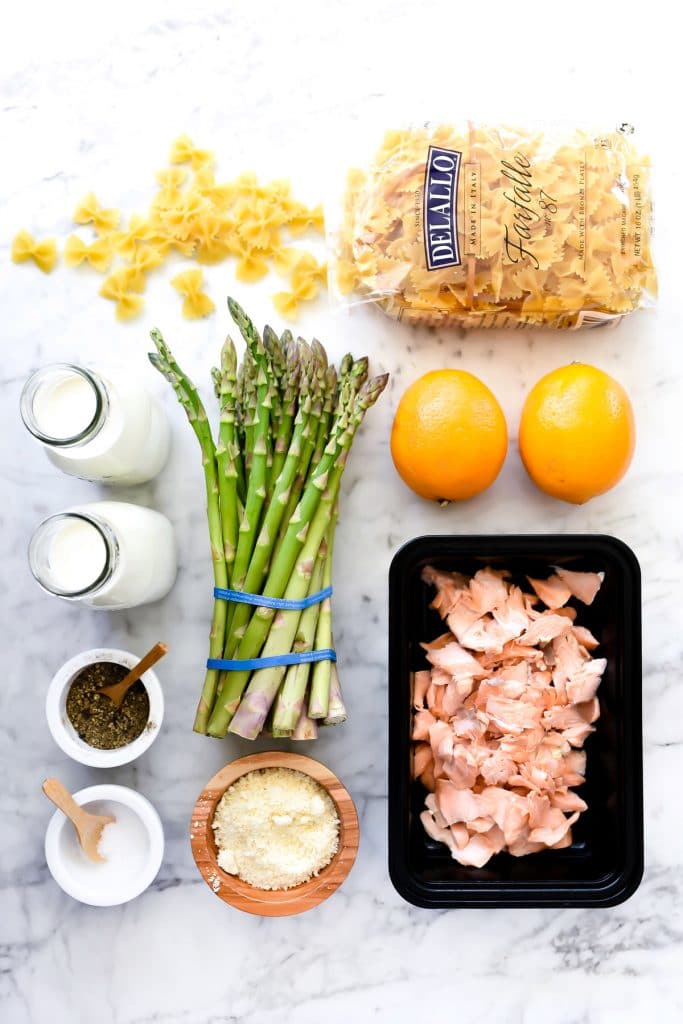 Creamy Asparagus and Salmon Pasta | foodiecrush.com 