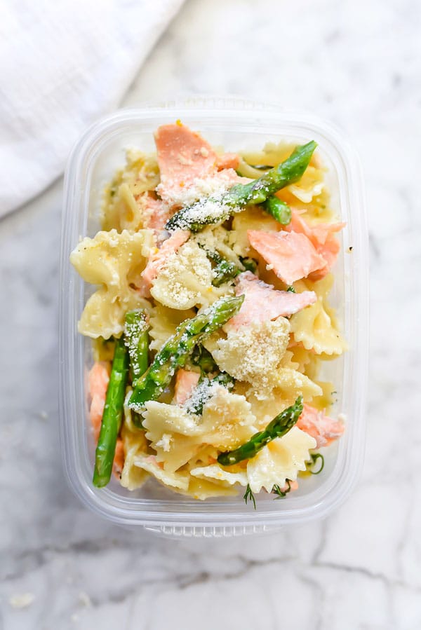 Creamy Asparagus and Salmon Pasta | foodiecrush.com 