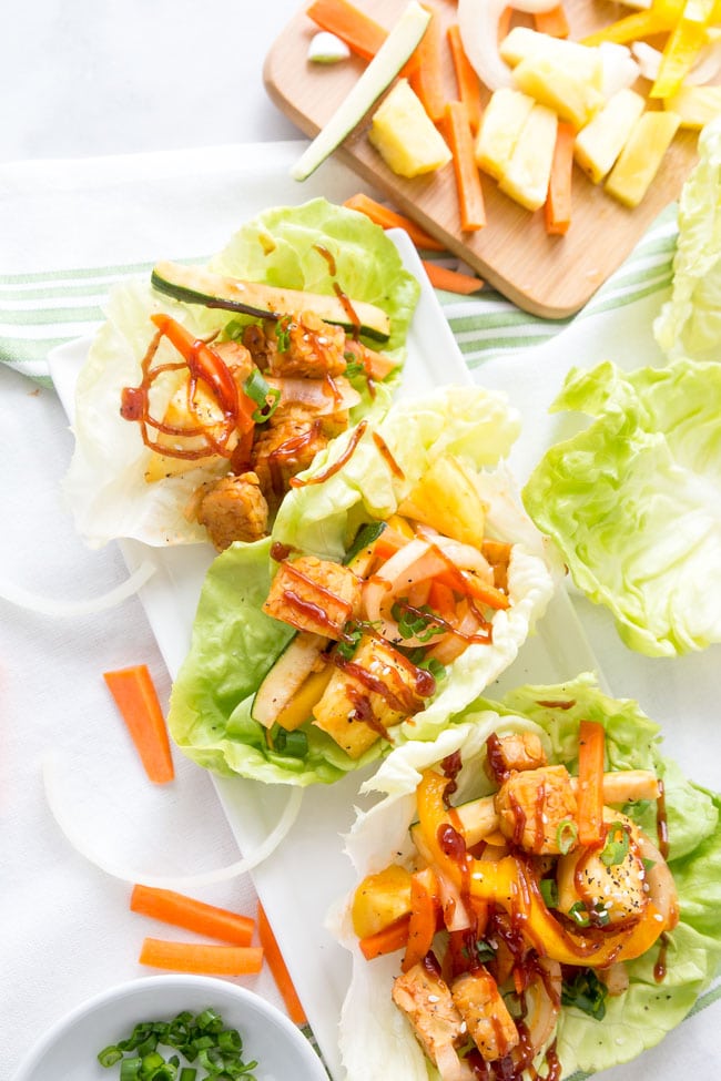  Hawaiian BBQ Tempeh Lettuce Wrap from Healthy Food Happy Life | foodiecrush.com 