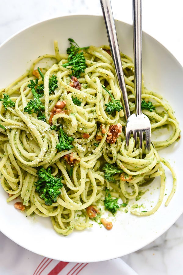 Linguine with Broccolini Pesto | foodiecrush.com