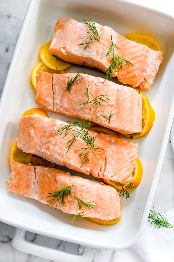 Poached Salmon With Dill Sour Cream Sauce | foodiecrush.com