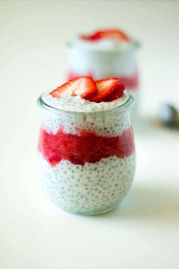 Strawberry Chia Seed Breakfast Pudding from Well Floured | foodiecrush.com