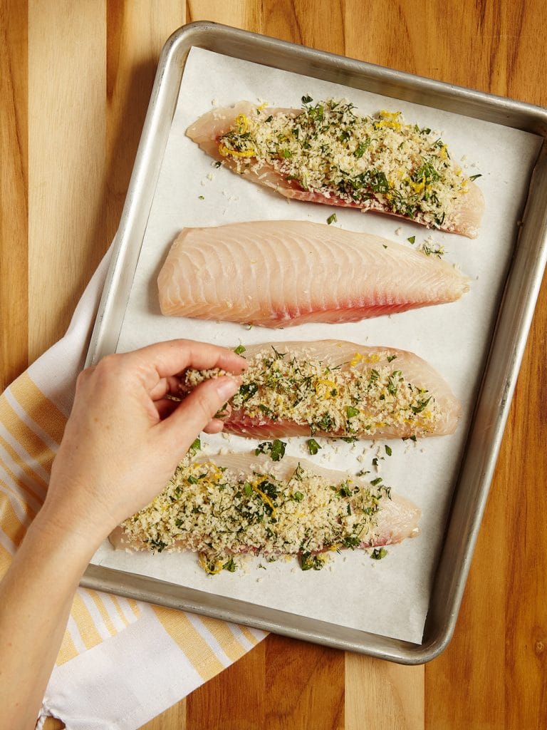 Sheet Pan Baked Fish and Parmesan Fries from I Heart Naptime on foodiecrush.com