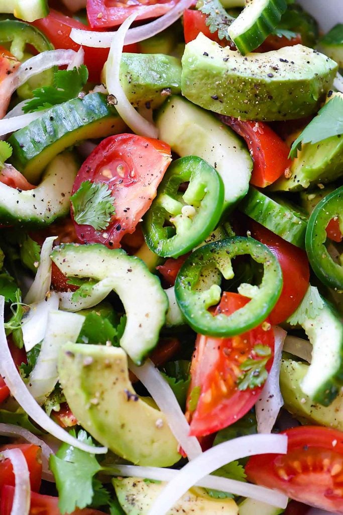 Tomato Avocado Cucumber and Maui Onion Salad | foodiecrush.com 