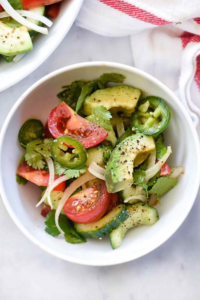 Tomato Avocado Cucumber and Maui Onion Salad | foodiecrush.com 