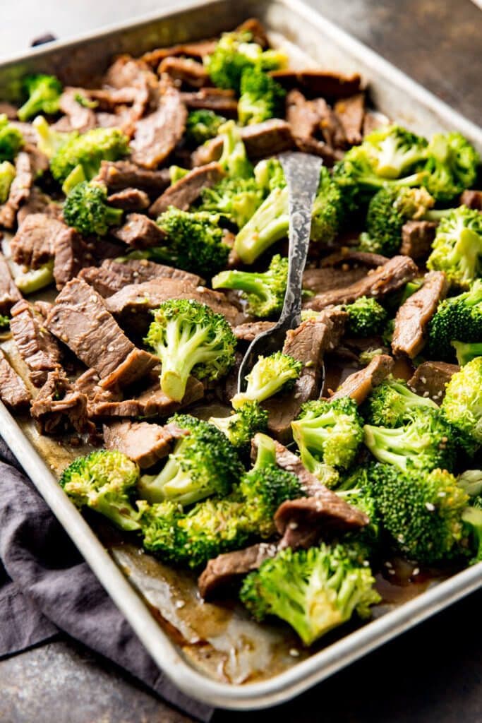Sheet Pan Beef and Broccoli from Eazy Peazy Mealz on foodiecrush.com