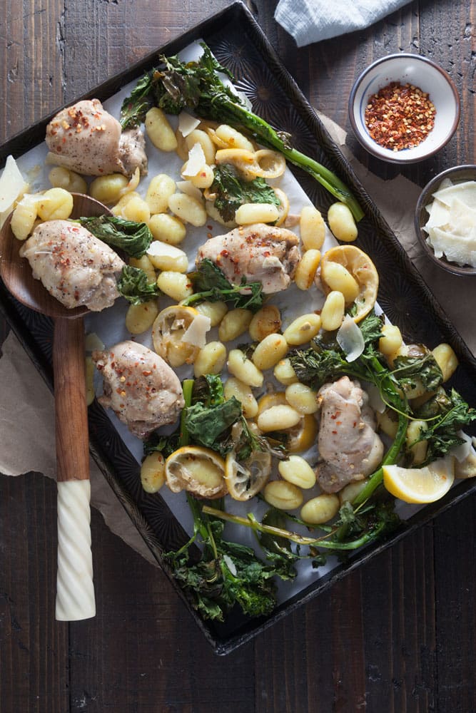 Sheet Pan Chicken and Gnocchi with Broccoli Rabe from Healthy Delicious on foodiecrush.com