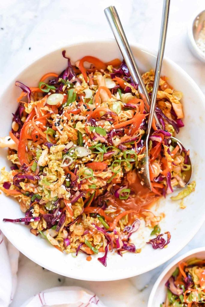 Quick Korean Kimchi Slaw Recipe | foodiecrush.com 