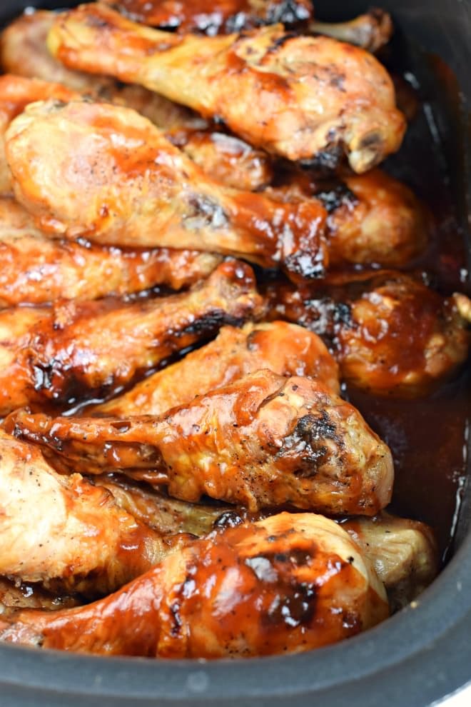 Slow Cooker BBQ Chicken from Shugary Sweets on foodiecrush.com