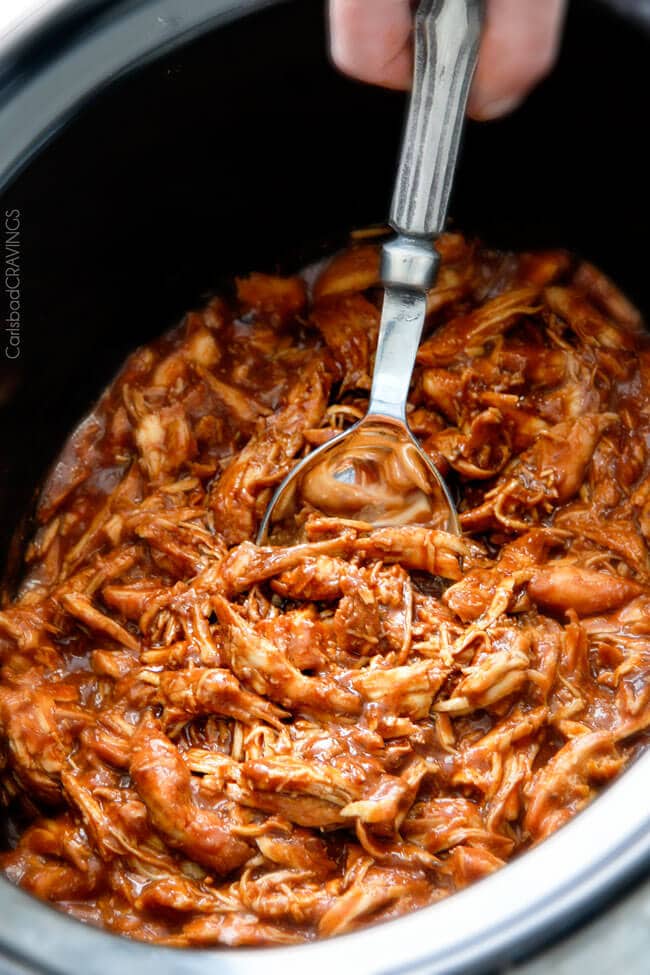 Slow Cooker BBQ Chicken from Carlsbad Cravings on foodiecrush.com