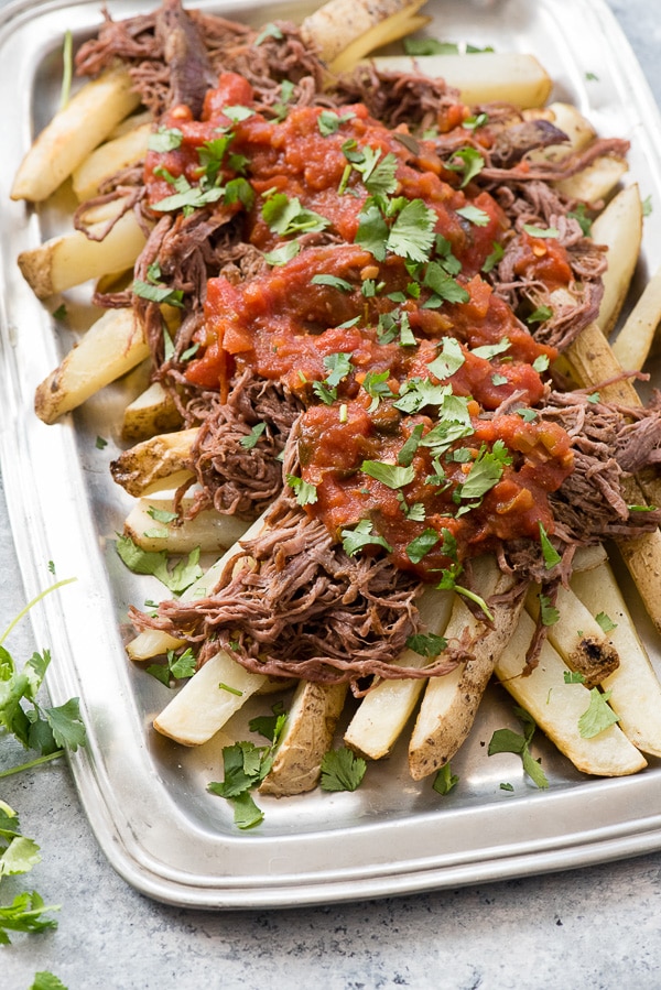 Slow Cooker Carne Asada with Oven Baked Fries from Boulder Locavore on foodiecrush.com