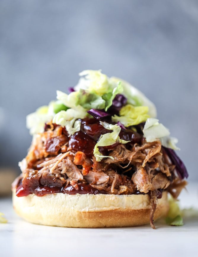 Pulled Pork Sandwiches with Cherry Chipotle Cherry Sauce from How Sweet It Is on foodiecrush.com