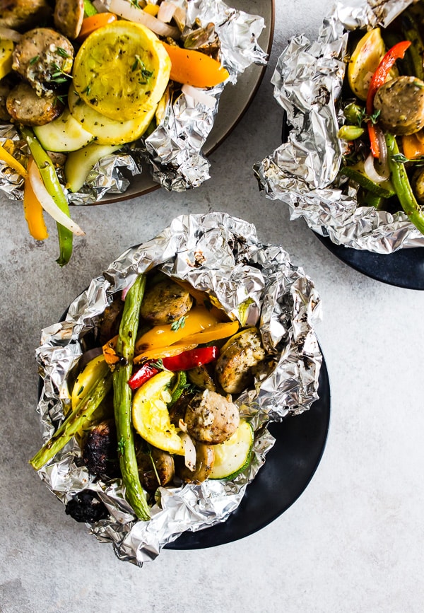 Chicken Sausage and Vegetable Foil Packet Dinner from nutmegnanny.com on foodiecrush.com