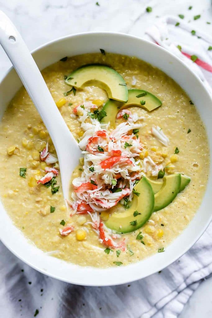 chilled Corn and Crab Soup from foodiecrush.com on foodiecrush.com
