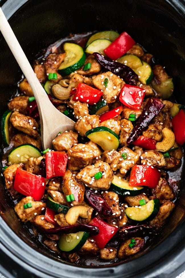 Skinny Slow Cooker Kung Pao Chicken from therecipecritic.com on foodiecrush.com