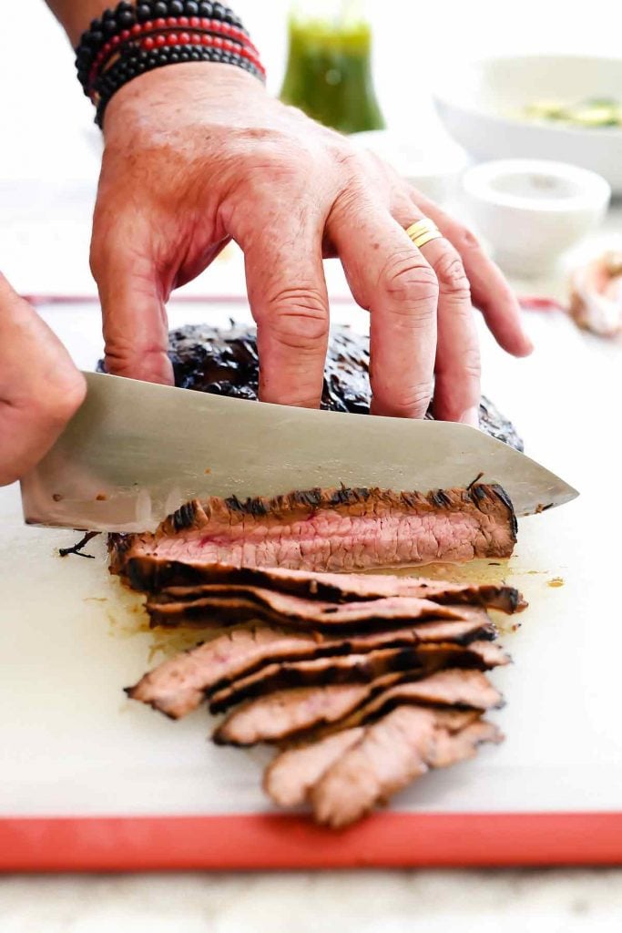 Marinated Flank Steak with Asian Chimichurri Sauce | foodiecrush.com 