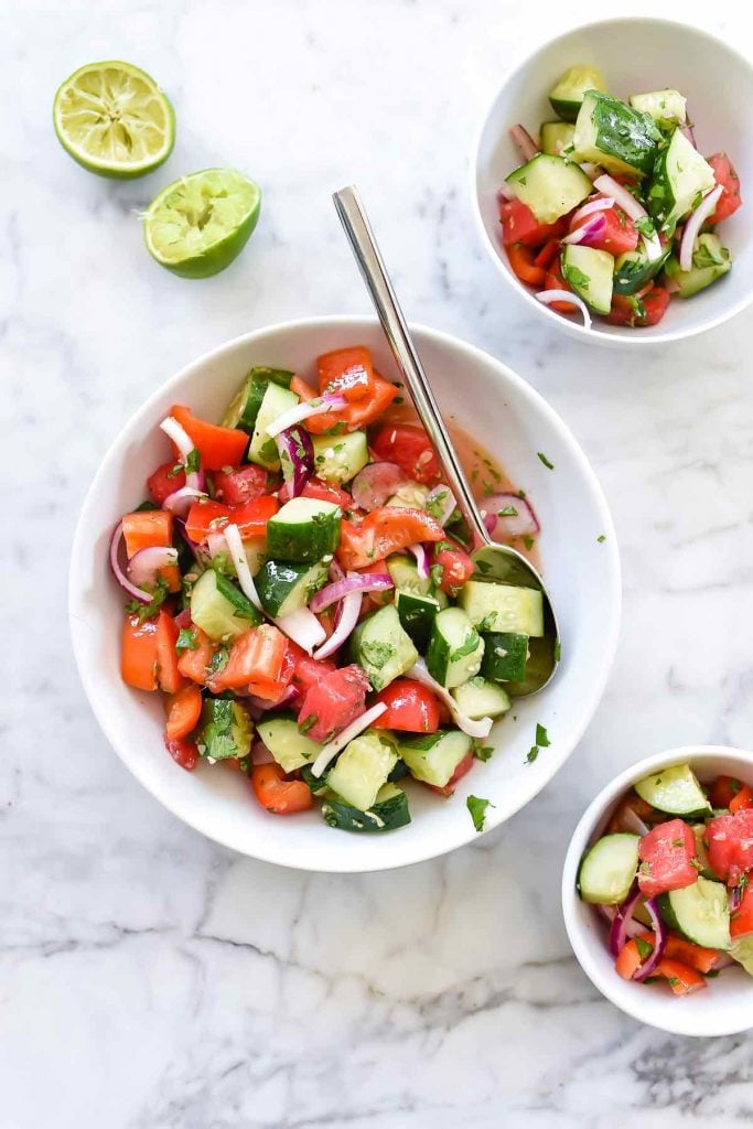 Crunchy Asian Cucumber Watermelon Salad | foodiecrush.com 