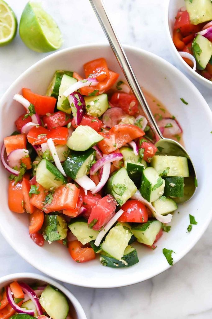 Crunchy Asian Cucumber Watermelon Salad | foodiecrush.com 