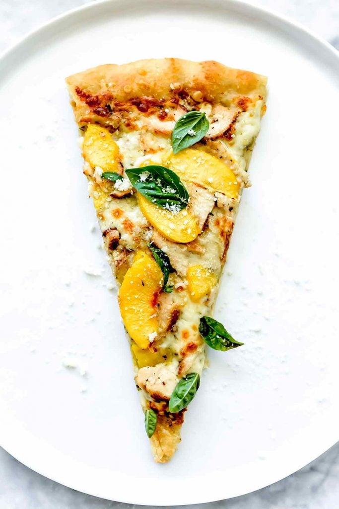 Pesto Pizza with Balsamic Chicken and Peaches | foodiecrush.com 