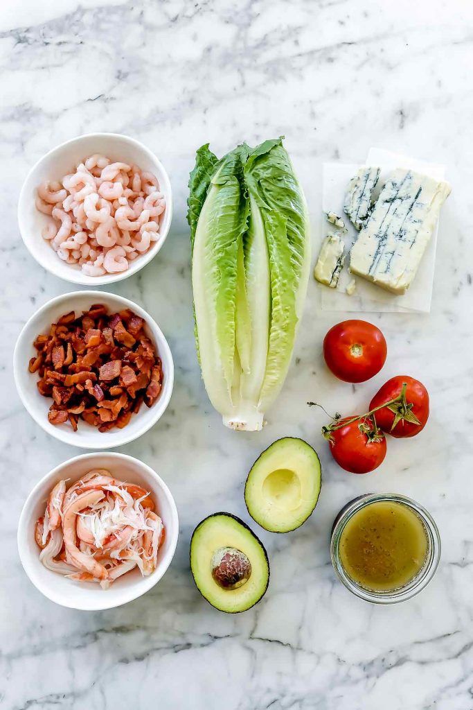 Shrimp and Crab Seafood Cobb Salad ingredients | foodiecrush.com