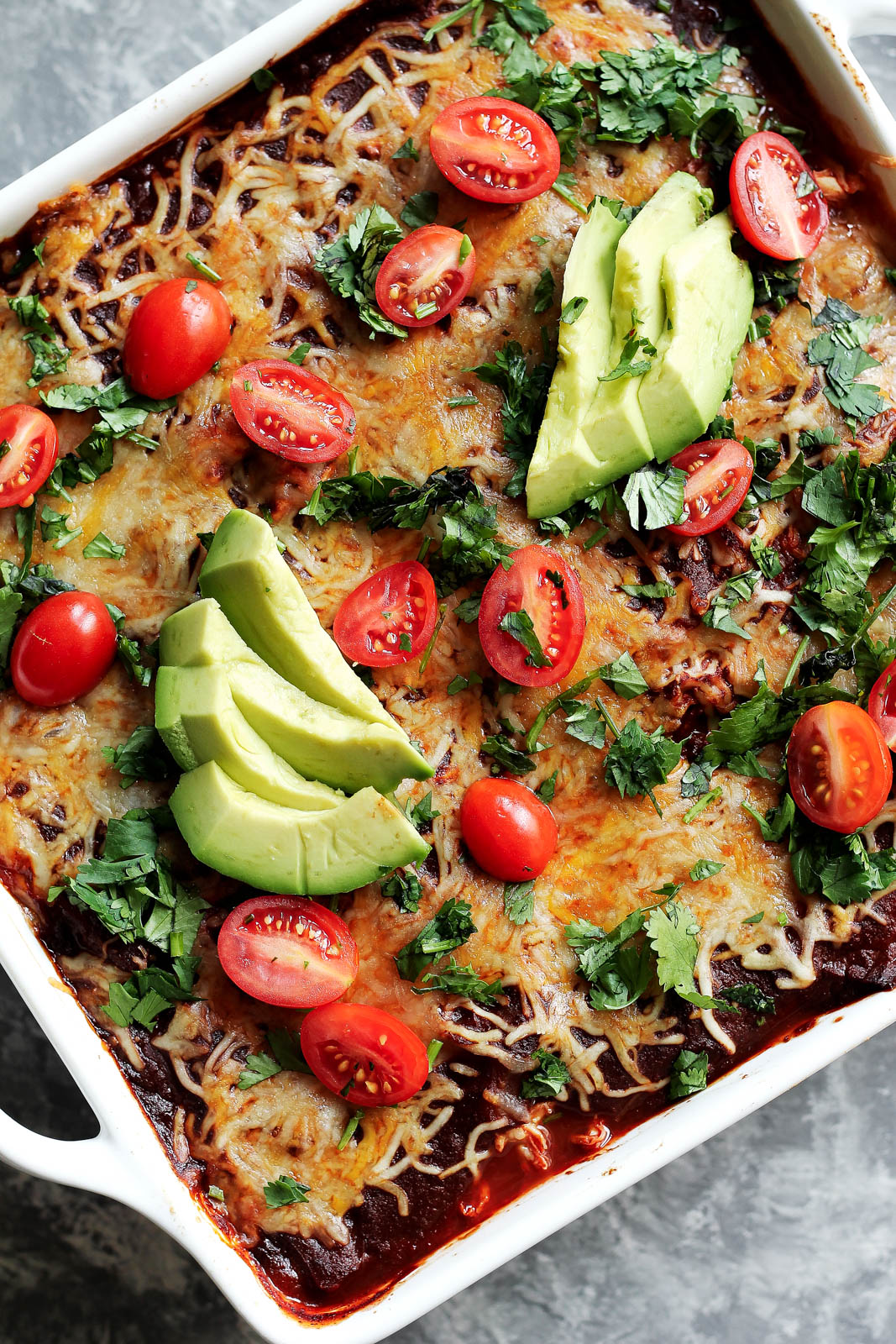 Low Carb Chicken Zucchini Enchilada Bake from ambitiouskitchen.com on foodiecrush.com