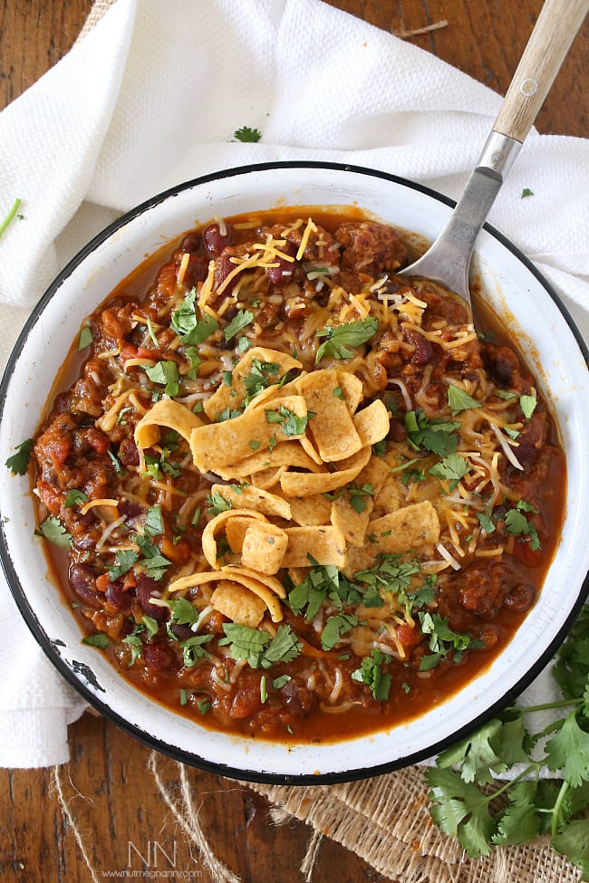 Slow Cooker Pumpkin Chili from nutmegnanny.com on foodiecrush.com