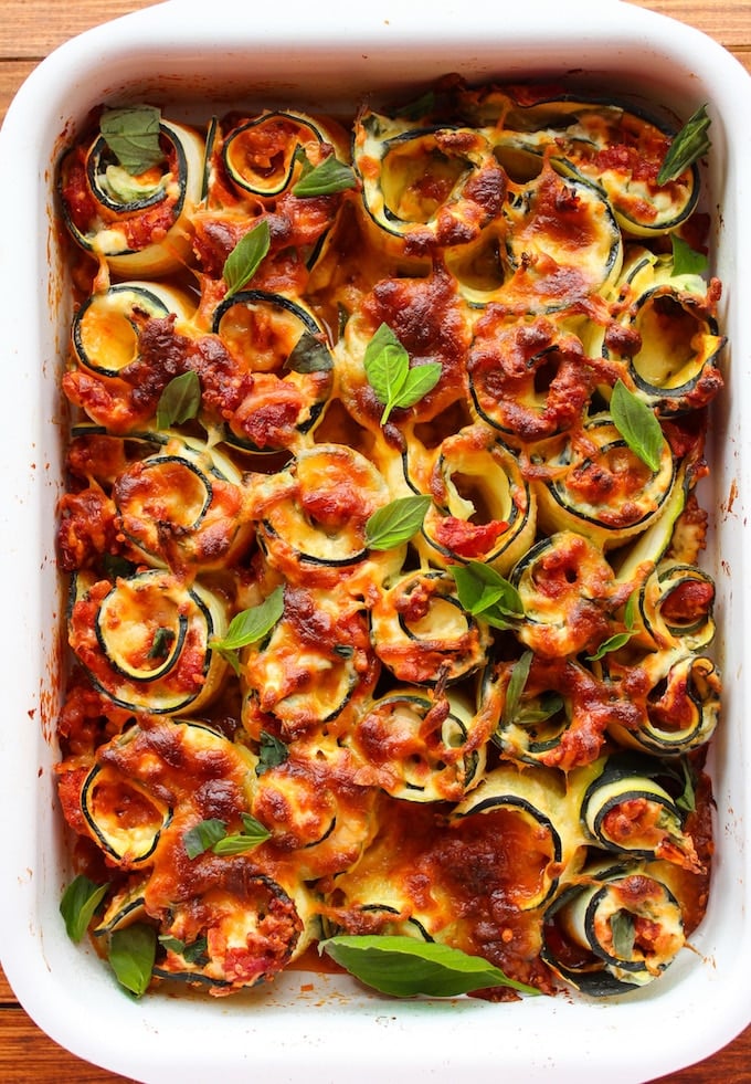 Vegetarian Zucchini Lasagna Spirals from asaucykitchen.com on foodiecrush.com