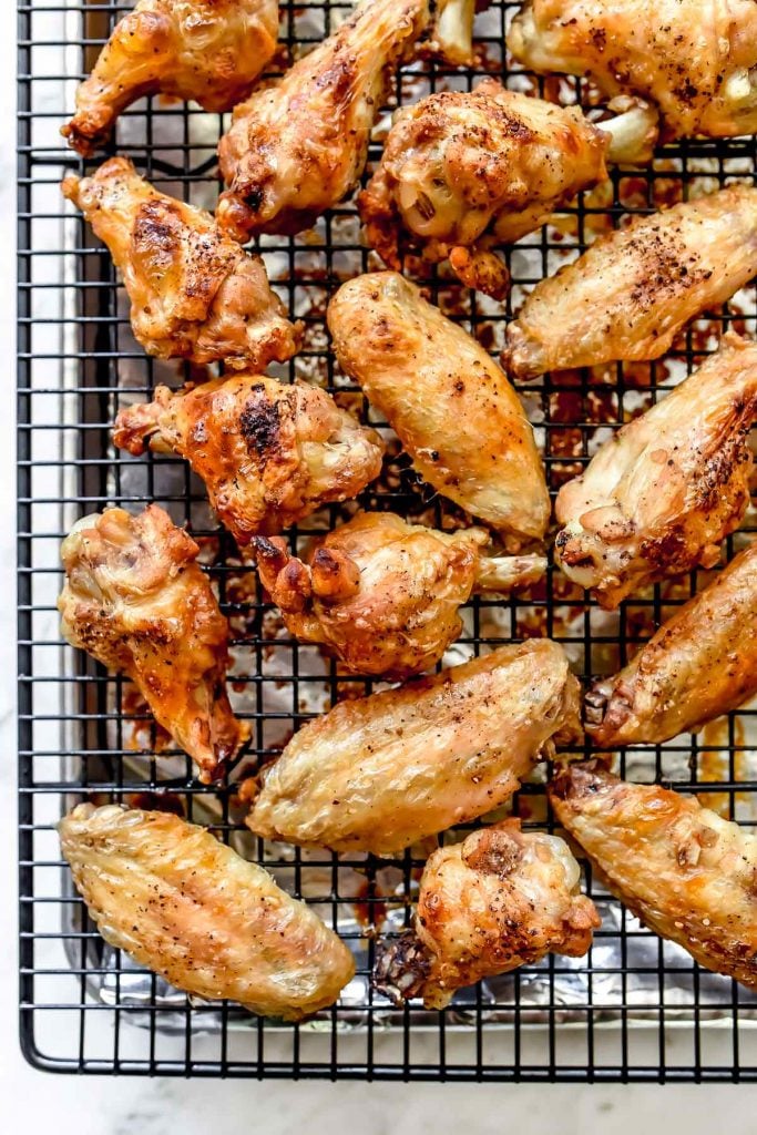 Crispy Baked Chicken Wings Secret foodiecrush.com | #baked #chicken #wing #recipe #wings #crispy