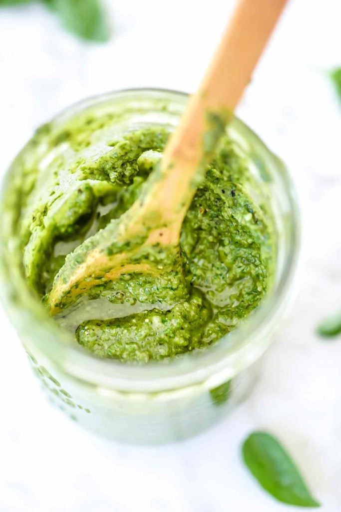 How to Make Homemade Basil Pesto Recipe #pesto #basil #recipe| foodiecrush.com