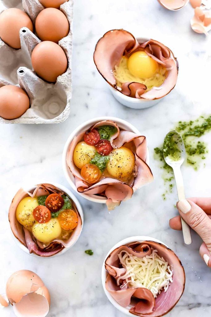 Microwave Egg Caprese Breakfast Cups | foodiecrush.com #caprese #egg #breakfast #microwave #cups