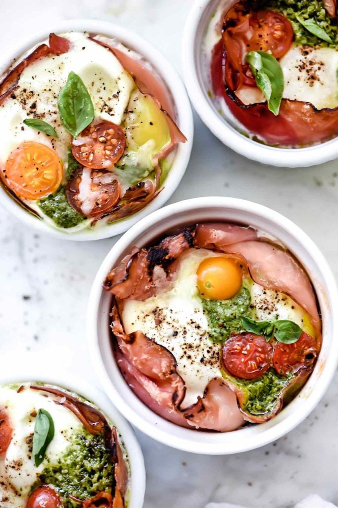 Microwave Caprese Egg Cups on foodiecrush.com